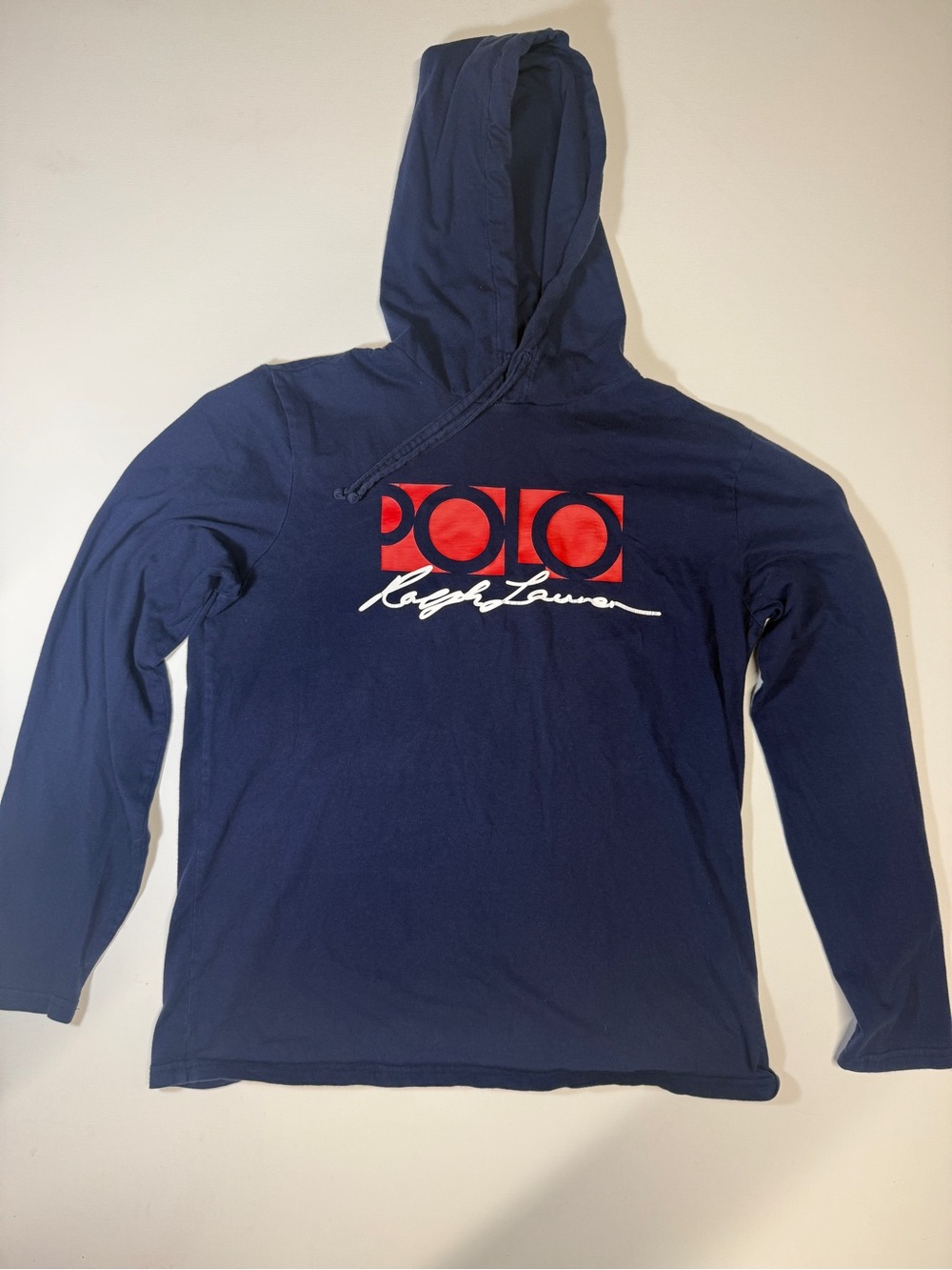 Ralph Lauren Navy Hoodie with Red and White Logo